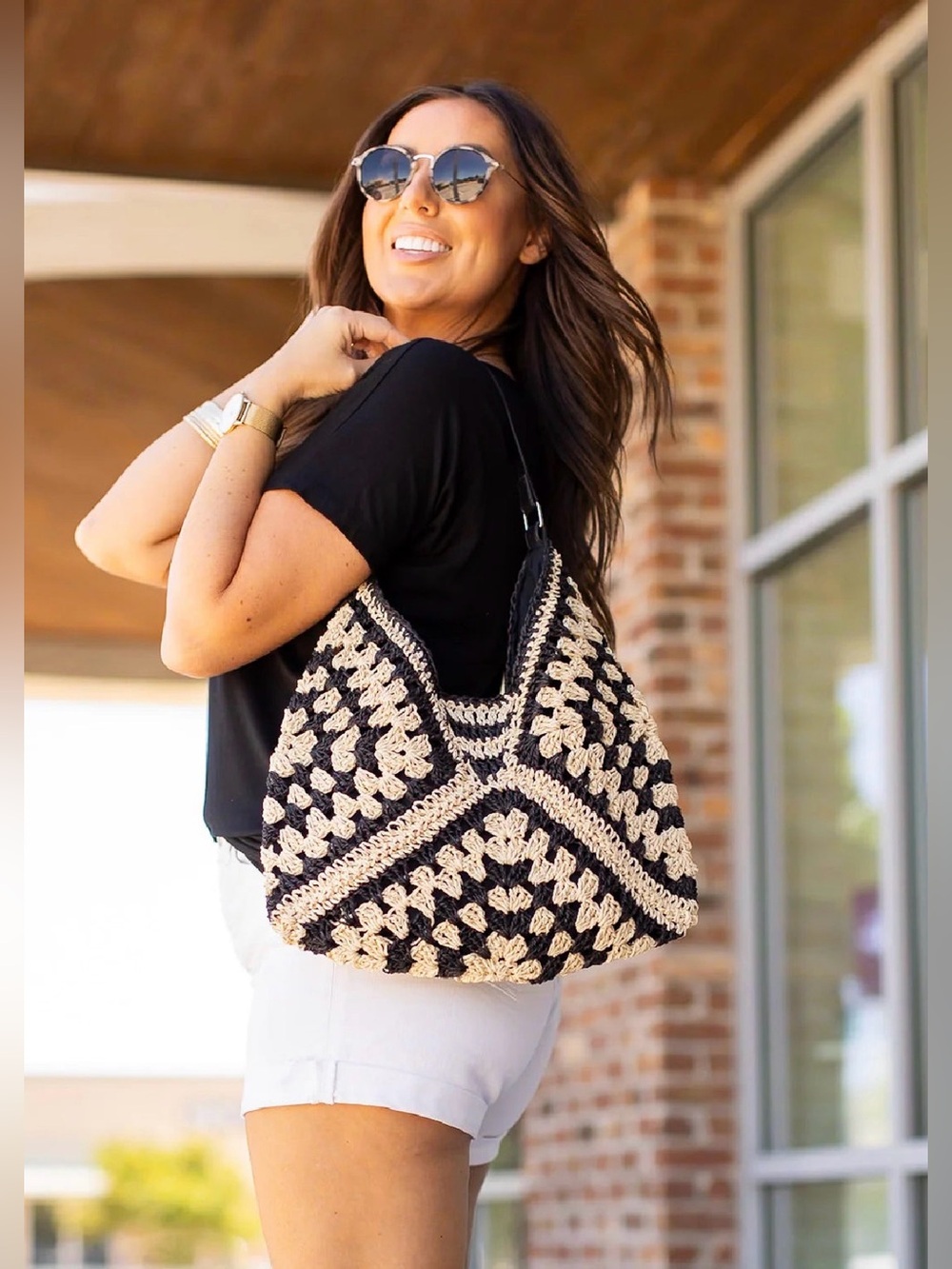Soft Slouch Bag - Cream and Black - Picture 3 of 5